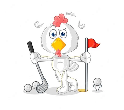 Premium Vector Chicken Playing Golf Vector Cartoon Character