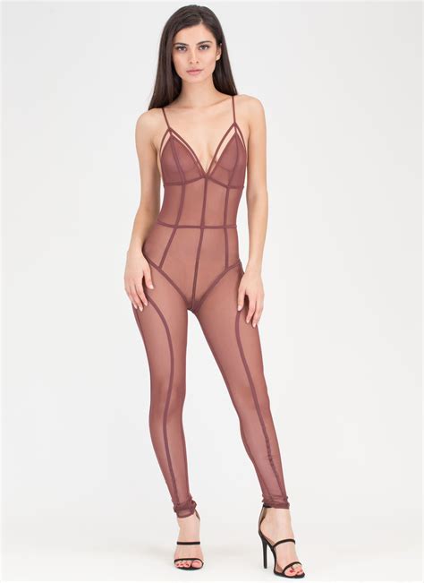 Sheer Leader Strappy Caged Jumpsuit Full Body Suit Jumpsuit Strappy