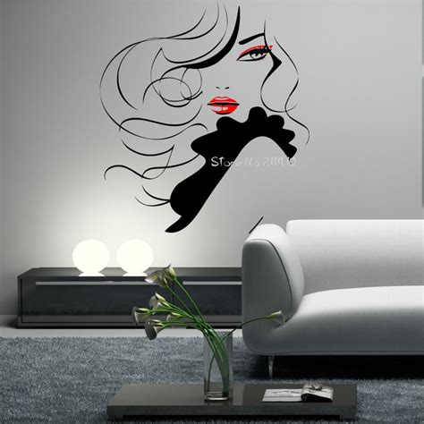 Sexy Girl Beauty Long Hair Face Makeup Salon Wall Stickers Home Decor Living Room Removable