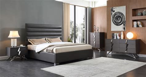 This contemporary bed features a … Nicola Grey Oak Bedroom Complements | Las Vegas Furniture Store | Modern Home Furniture ...