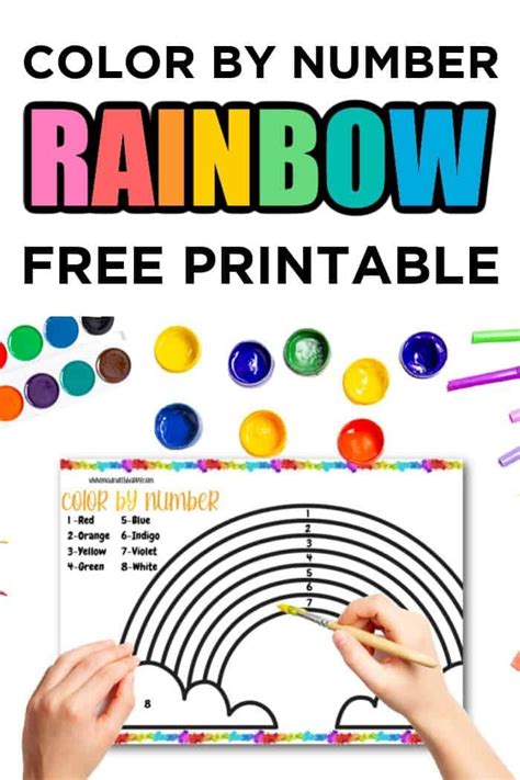 Free Printable Color By Number Rainbow In 2021 Fun Crafts For Kids