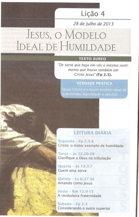 Educação And Vida Cristã LiÇÃo 4 Jesus O Modelo Ideal De Humildade