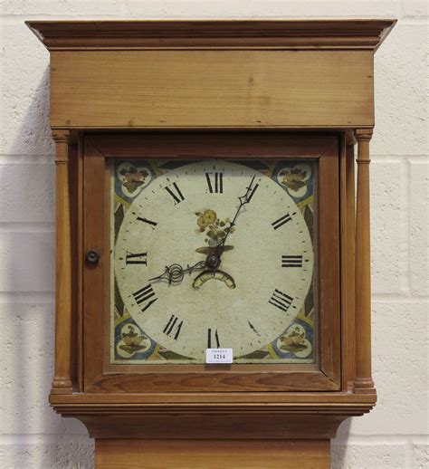 A 19th Century Pine Longcase Clock With Thirty Hour Movement Striking On A Bell Via An Outside Count
