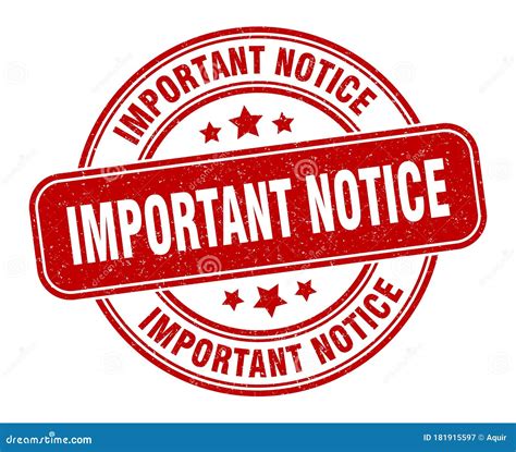 Important Notice Stamp Important Notice Round Grunge Sign Stock Vector