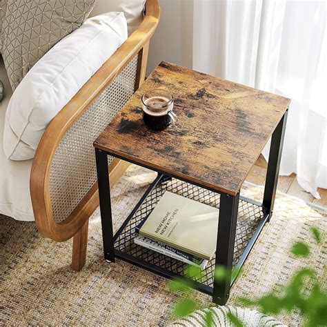 Industrial End Table 2 Tier Side Table With Storage Shelf Etsy
