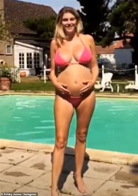 Pregnant Ashley James Shows Baby Bump In Pink Bikini Daily Mail Online