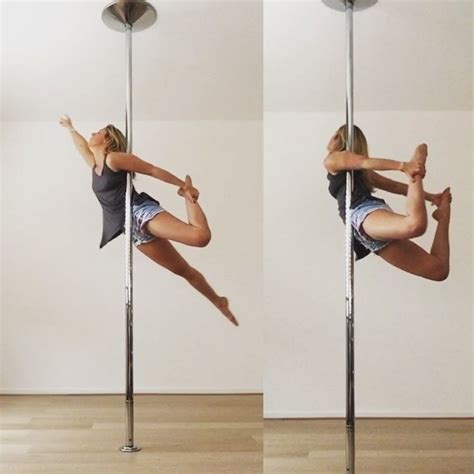 Two Pictures Of A Woman Pole Dancing