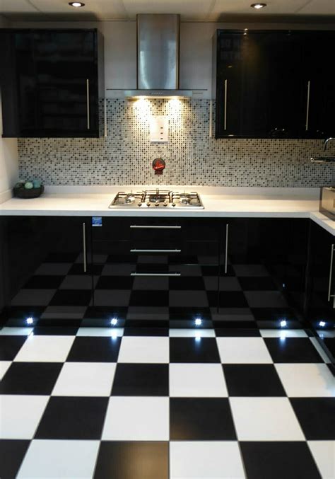 Black And White Ceramic Tile Kitchen Floor Best 23 Modern Kitchen