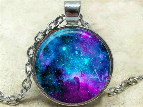 Purple Nebula Art Pendant Galaxy Necklace Nebula Jewelry Etsy