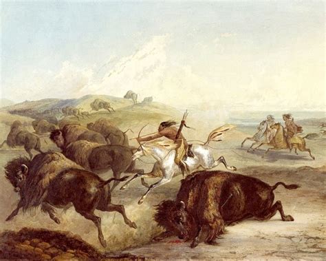 Native American Indians Hunting Bison Buffalo On Horse 8x10 Canvas Art
