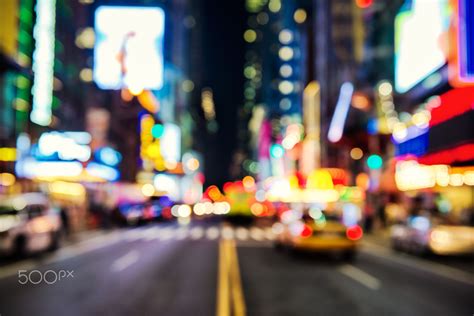 Blurred Street Llumination And Night Lights Of New York City Night