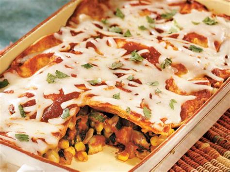 Perfect for a quick weeknight dinner or cinco de mayo! Layered Vegetable Enchilada Casserole Recipe | Food Network