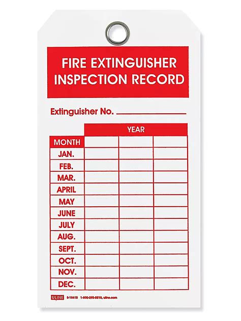 Etiquetas Colgantes Para Extintores Inspection Record S 15615 Uline