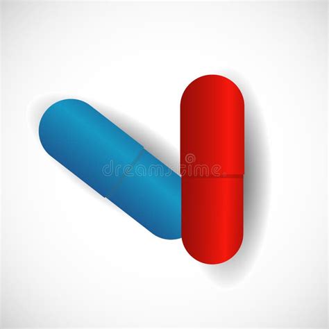 red pill blue pill illustration blue and red pills iscon sign on white background stock