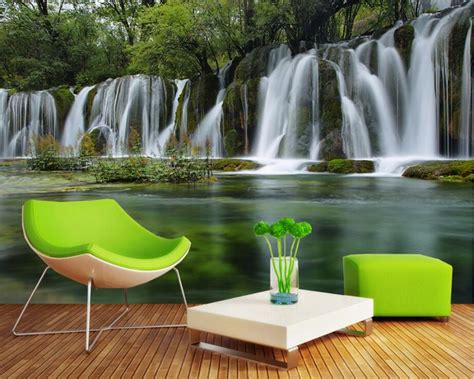 Beibehang Custom Wallpaper Modern Minimalist Waterfall Woods Landscape