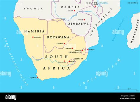 Southern Africa Region Political Map Southernmost Region Of African