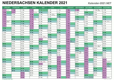 Template kalender 2021 file cdr corel draw lengkap hijriyah, jawa dan libur nasional. FERIEN Niedersachsen 2021 - Ferienkalender & Übersicht