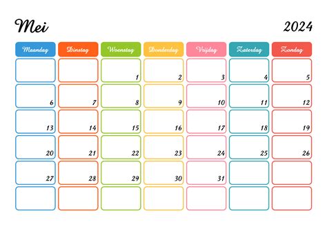 Mooie Kalender Planner Mei 2024