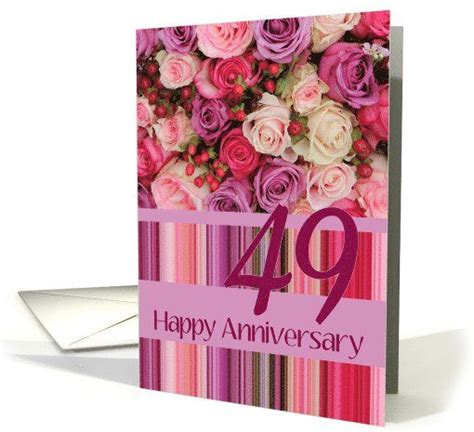 49th Wedding Anniversary Card Pastel Roses And Stripes Card Wedding