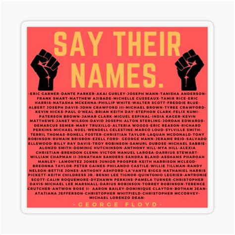 Say Their Names Sticker By Ninaworley Redbubble