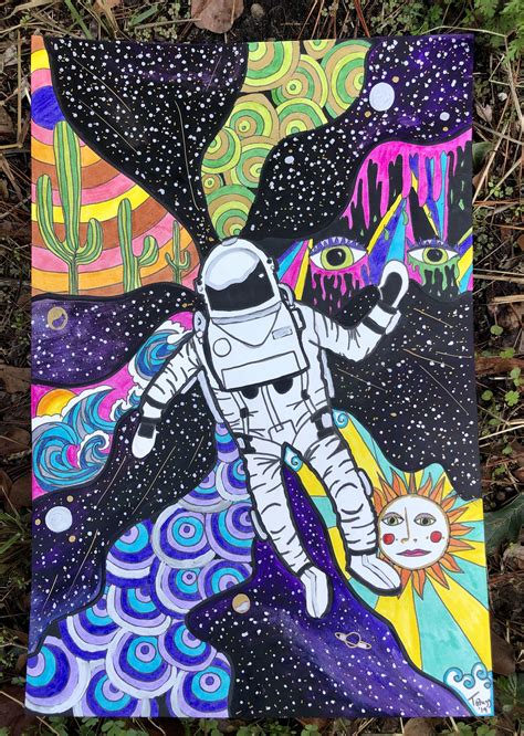 Space Odyssey Trippy Illustration Small Canvas Art Painting Art