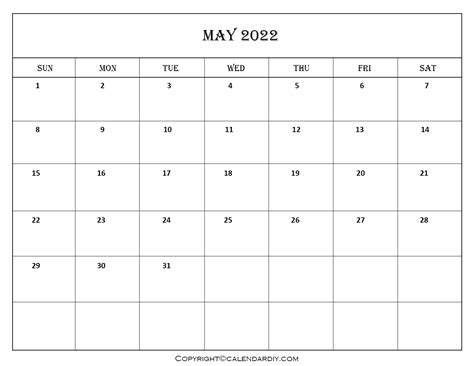 May 2022 Printable Calendar Free Printable Calendar Com Free