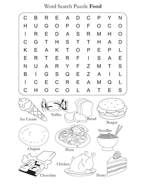 Food Word Search Puzzles Activity Shelter