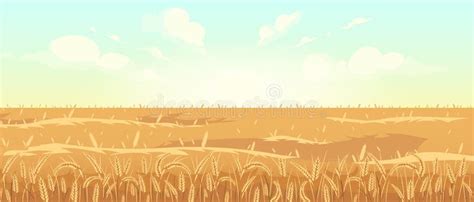 Golden Wheat Field Flat Color Vector Illustration Stock Vector