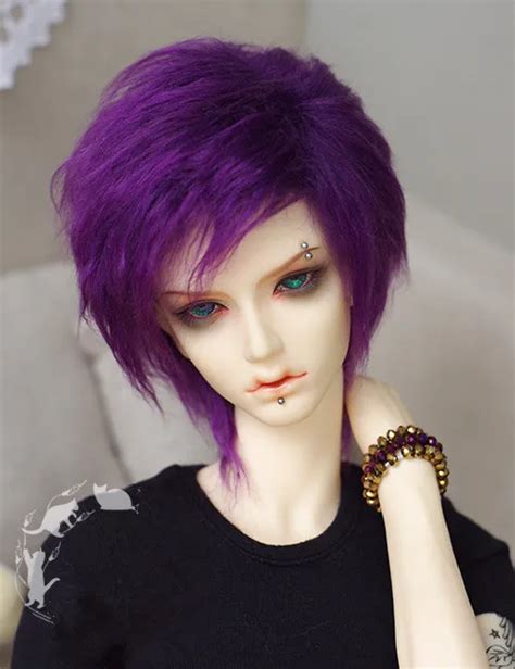 Cool Deep Purple Bjd Doll Fur Wig For 16 14 13 Uncle 16 17cm 18 19cm 20 21cm 22 23cm Doll Wig