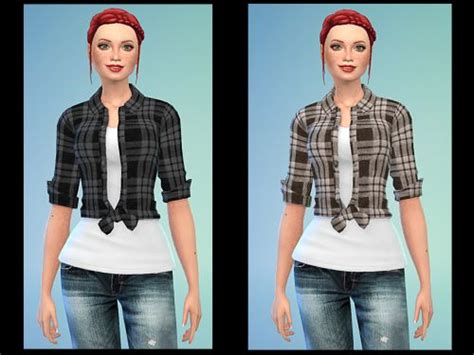 Modding Request Femalefeminine Unbuttoned Plaid Shirt Mod Sims 4 Studio