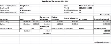 Salary Slip Format In Excel For Mnc Company Honpetro