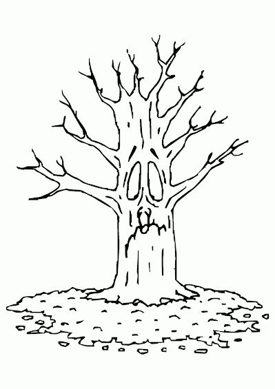 Gambar Mewarnai Pohon Kering Versi Kartun Contoh Anak Paud