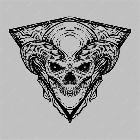 Premium Vector Devil Skull Line Art Design