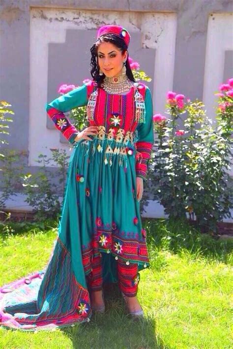 A Modern Afghan Koochi Dressmodeled By A Young Woman Of Today In