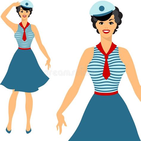 Beautiful Pin Up Sailor Girl 1950s Style Stock Illustrations 2 Beautiful Pin Up Sailor Girl