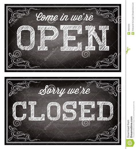 Templates For Open And Closed Signboards Retro Style Stock Vector Image 49603200