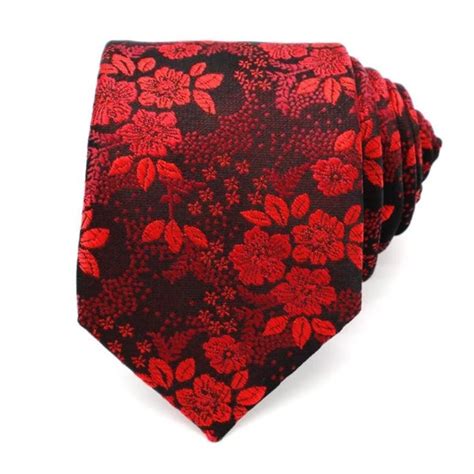 Red And Black Floral Tie 100 Silk Classy Men Collection
