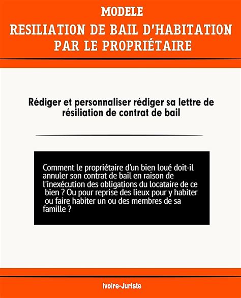 Lettre De R Siliation Du Contrat De Bail D Habitation Par Le