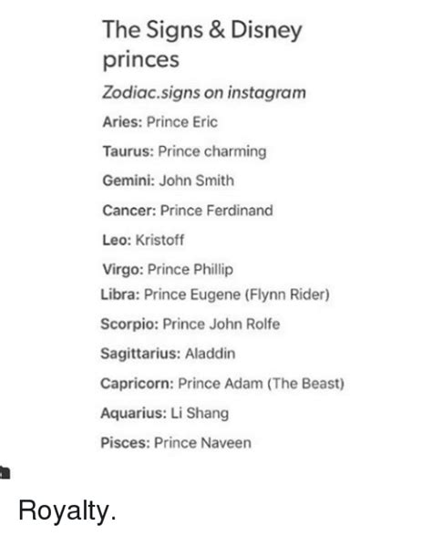 The Signs And Disney Princes Zodiacsigns On Instagram Aries Prince Eric