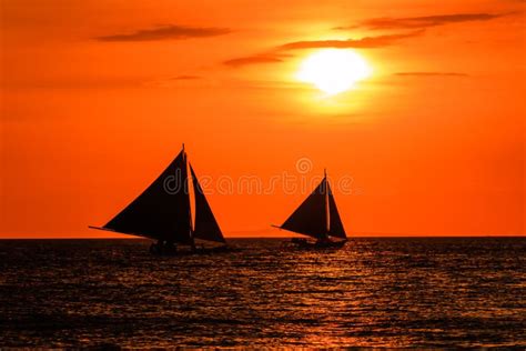 Silhouette Sailboat In Sunset Stock Image Image Of Calm Exploration