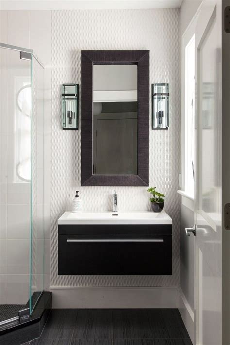 Choose a cabinet specifically designed for a smaller space; modern powder room vanity Bathroom Contemporary with 3d ...