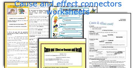 Cause And Effect Connectors Worksheets