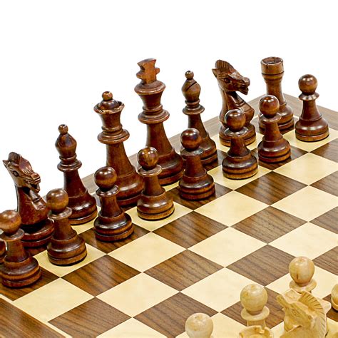 Traditional Staunton Wood Chess Set With Distressed Wooden Board 14