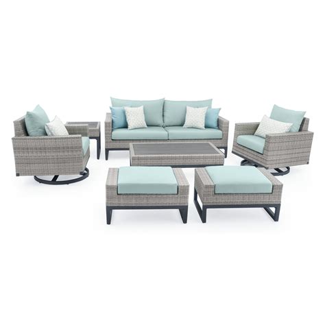 Rst Brands Milo Gray Wicker 7 Piece Patio Conversation Set With Swivel