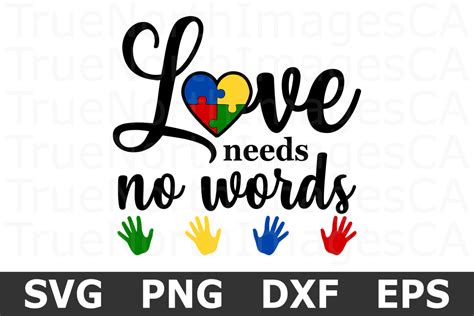 Love Needs No Words - An Awareness SVG Cut File (224927) | Cut Files