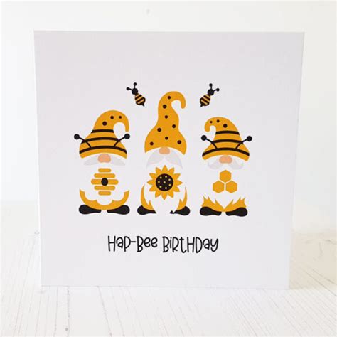 Personalised Happy Birthday Bees Gnomes Card