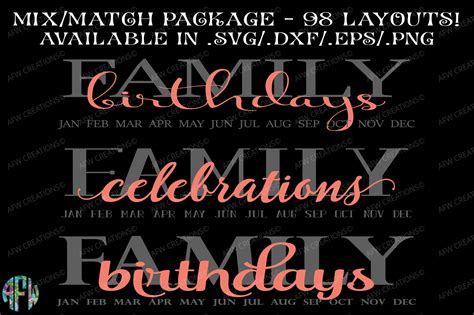 Download Family Birthdays & Celebrations - SVG, DXF, EPS Cut FIles ...