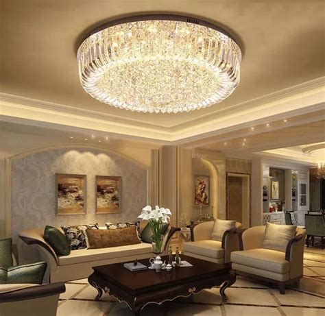 T Crystal Led Ceiling Light Circular Luxury Living Room Balcony