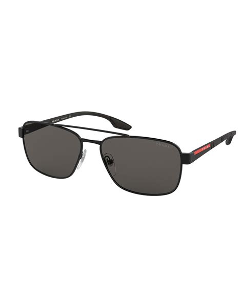 Prada Mens 59mm Square Metal Aviator Sunglasses Neiman Marcus