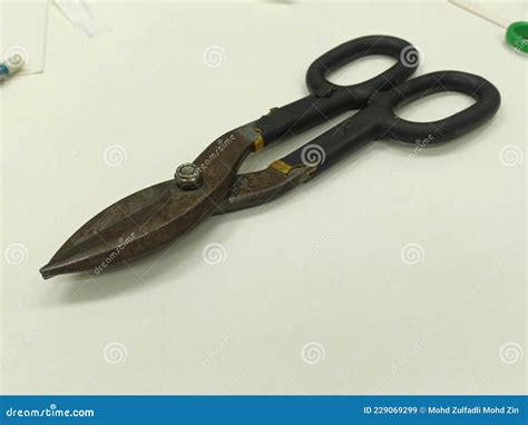 Metal Cutting Scissors At Workshop Stock Image Image Of Engineering